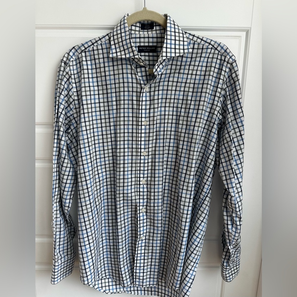 Peter Millar Men’s Plaid Dress Shirt Size Medium